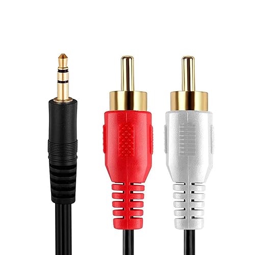 Cmple - Cable de audio estéreo de 0.138in a RCA, cable de audio adaptador RCA de 0.138in a 2 machos, diseño divisor en Y, cable auxiliar para