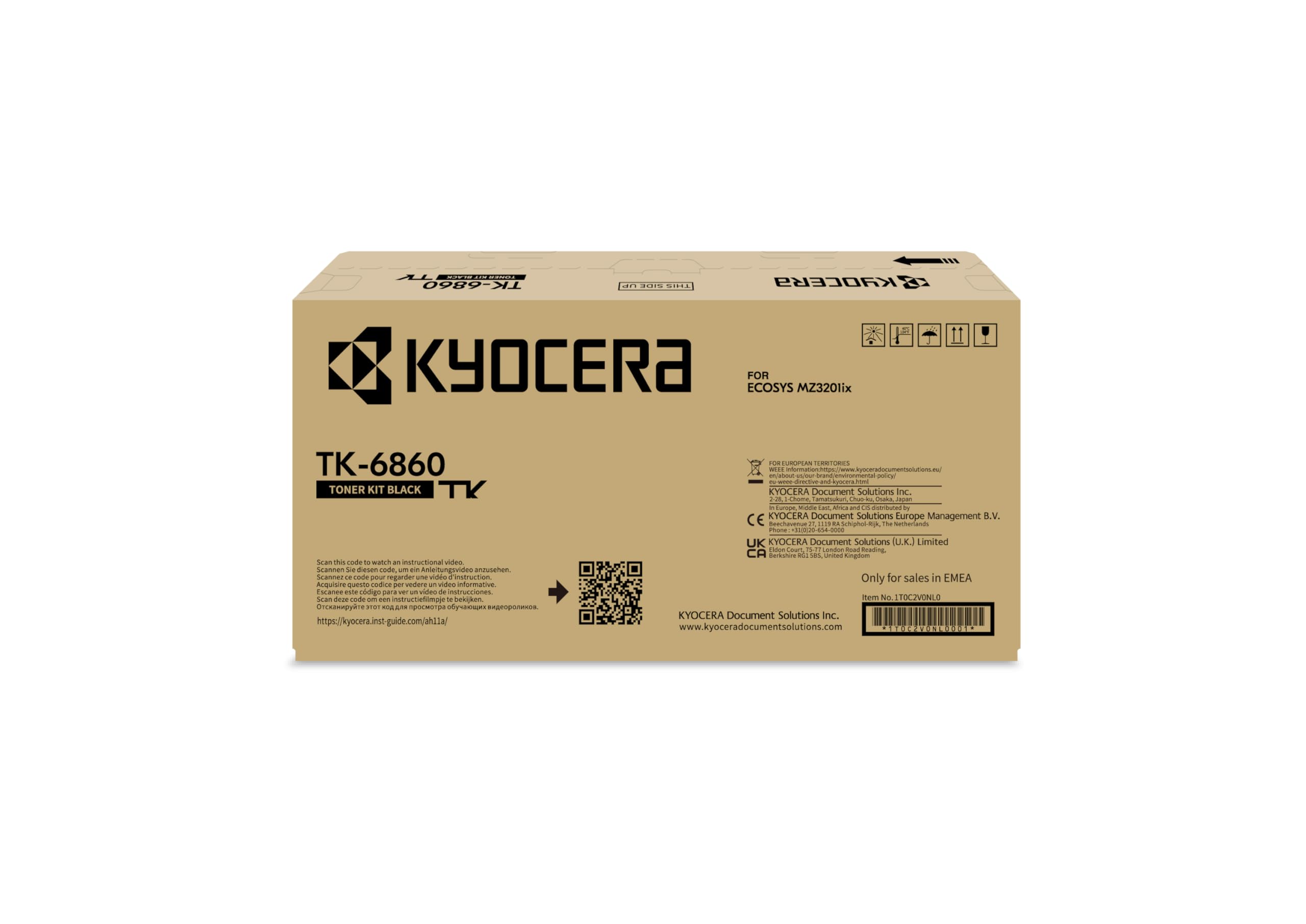 Kyocera TK-6860 Toner Stampante Nero Cartuccia Toner Originale Stampante Toner Compatibile per ECOSYS MZ3201ix Toner Stampante Fino a 15.000 Pagine