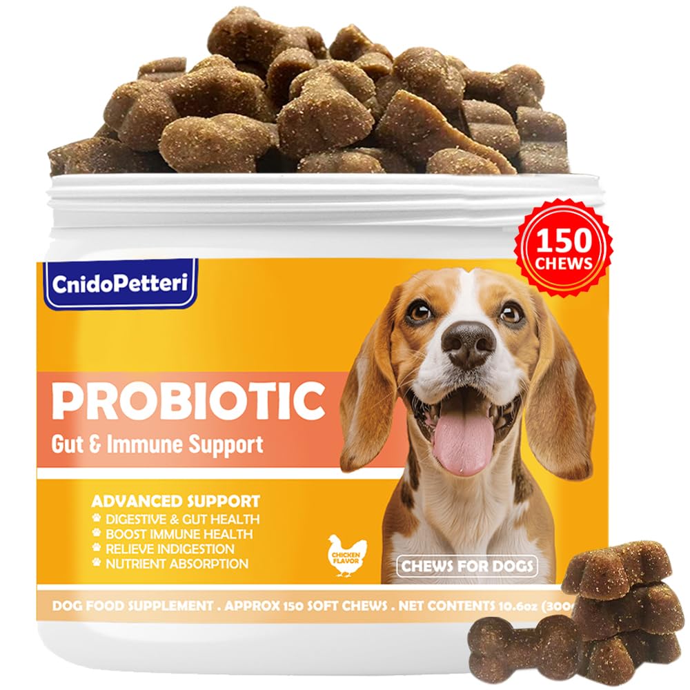 Probiotics for Dogs - 6 Digestive Probiotics & 6 Enzymes for Itchy Skin,Digestion & Gut Support,Helps Diarrhea, Yeast Infection, Upset Stomach,Allergies & Immune System Support-150 Chews
