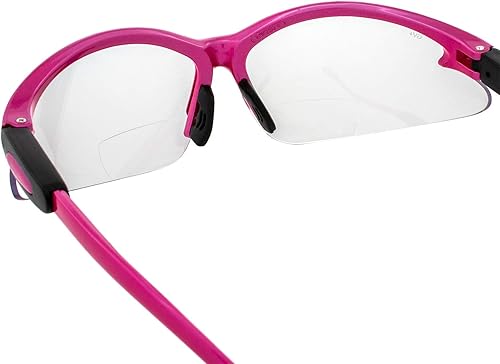 Miniatura 5 de Global Vision Gafas Cougar Series Bifocal 1.5 Lentes de sol de seguridad con aumento de lente transparente, montura rosa oscuro brillante