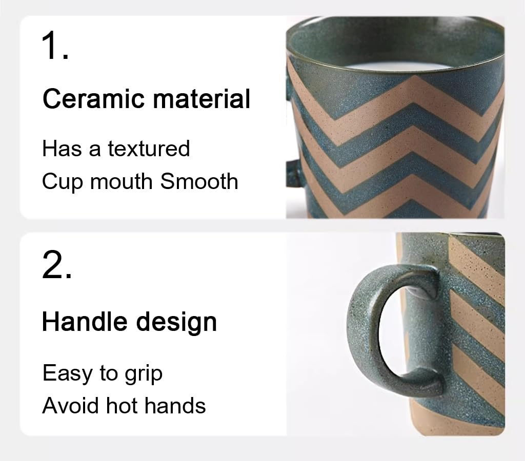 Filiżanki Do Kawy Filiżanka kawy o pojemności 11,8 uncji, kubek ceramiczny w stylu vintage z uchwytem, ​​kubki śniadaniowe i mleczne odpowiednie do torebek z herbatą Latte Cocoa(4pcs/B)