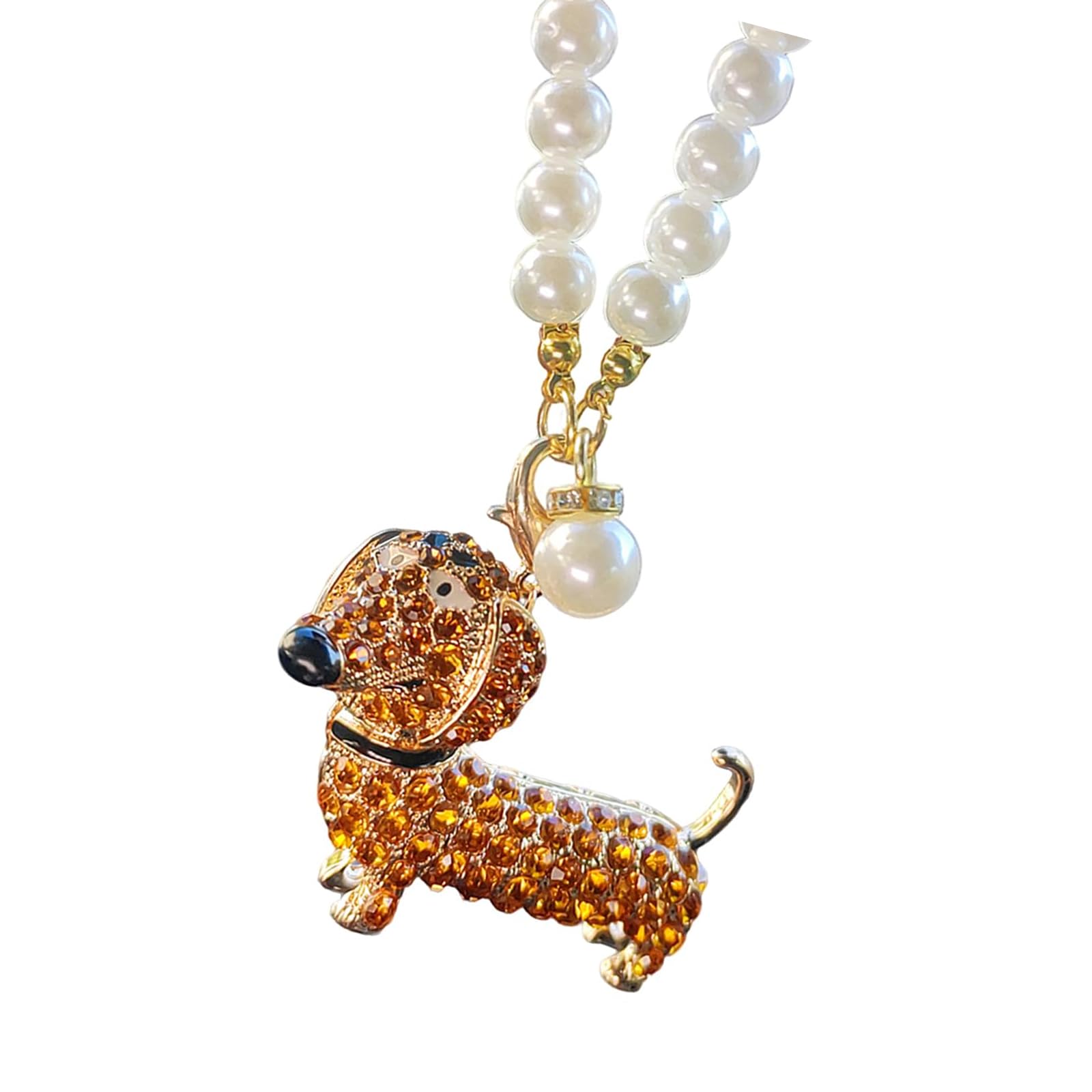 Alloy Dog Shape Rearview Mirror Glass Charm Sparkling Rhinestone Fun Decoration for Car Multiple Color Options Nice Car Accessories