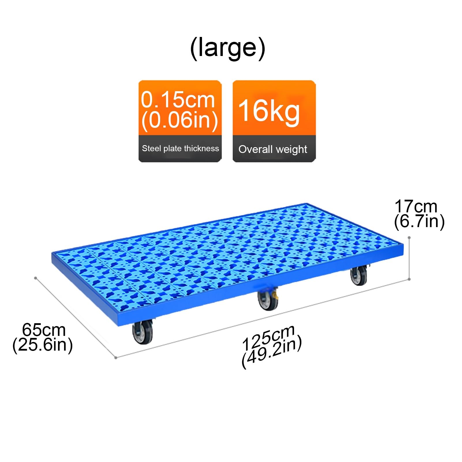 Plataforma Modular Bajo Contención Derrames, Capacidad 2 Bidones, Plataforma Metálica Contención Derrames, Ruedas, Tarimas Antideslizantes Grandes, Garaje Almacén(Blue-B,125x65x17cm)