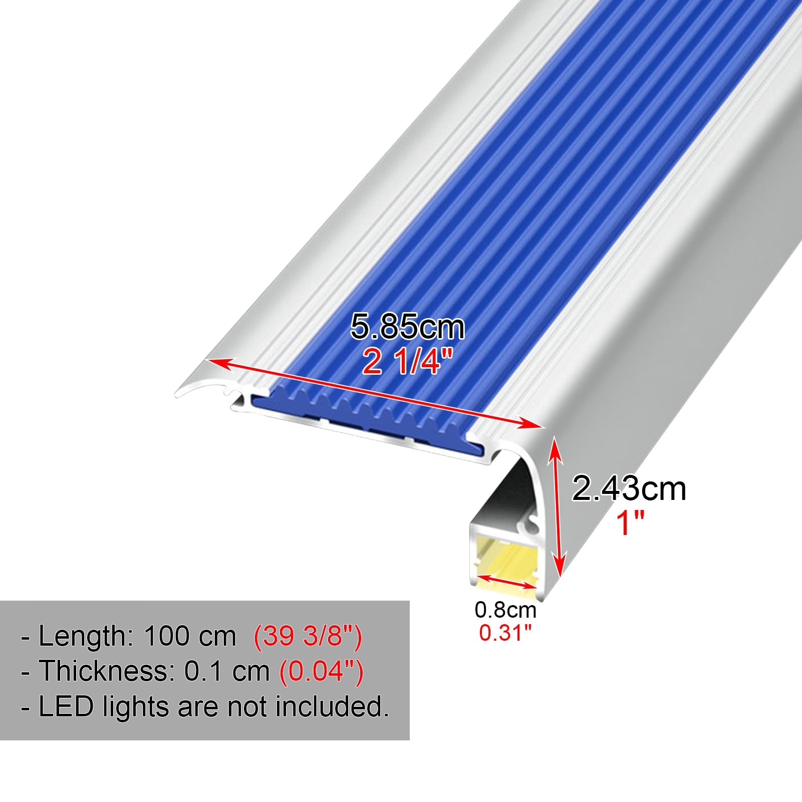 Perfil de Borde de Escalera Protector de Borde de Escalera con Canal LED, Tira