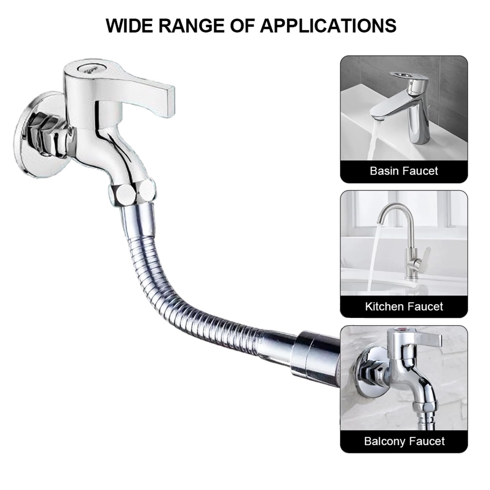 Rallonge De Robinet De Cuisine - 20 Cm - Pour Robinet Rotatif à 360° - Pour Cuisine, Salle De Bain, Toilettes, Balcon