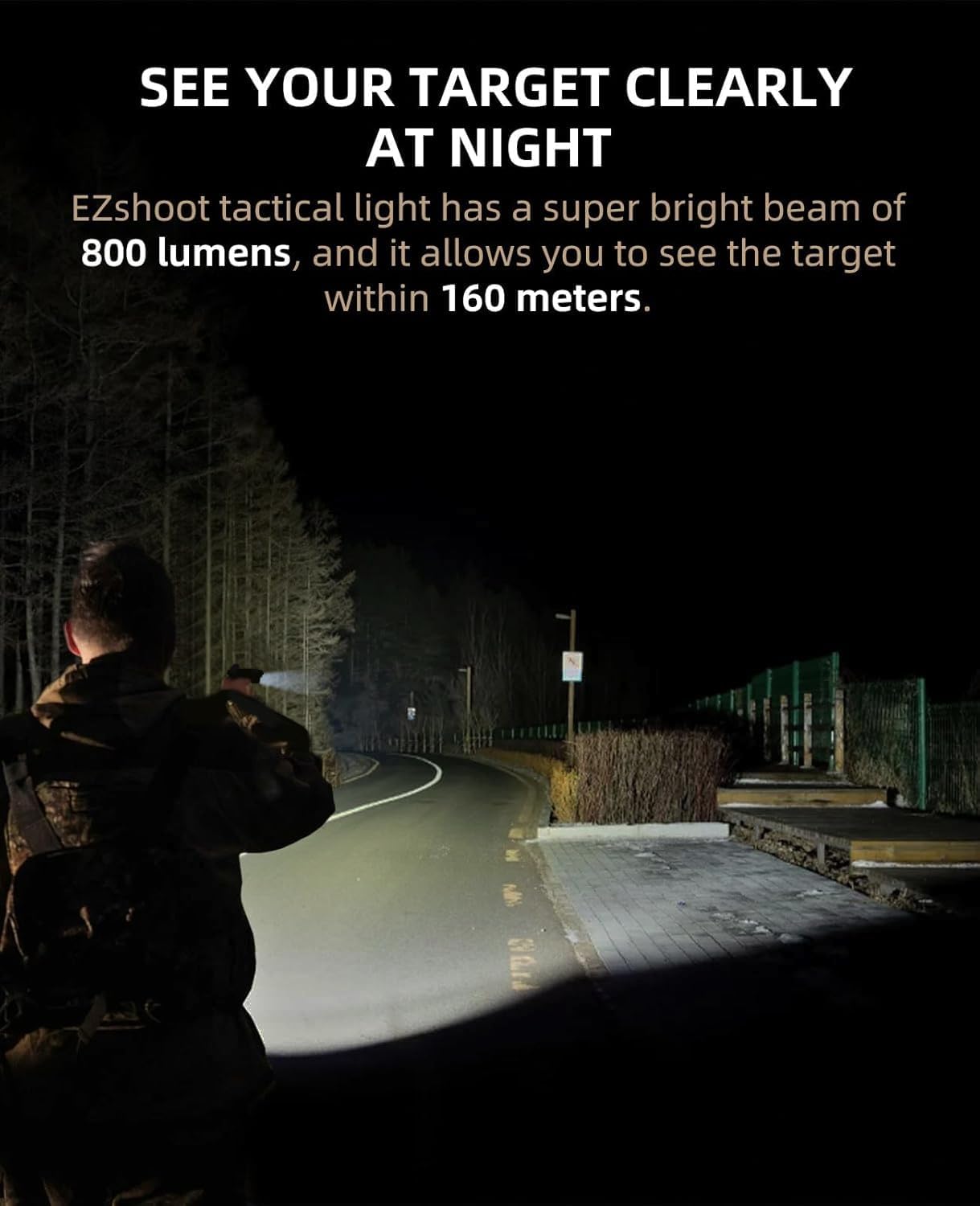 EZshoot 800 Lumens Pistol Flashlight Compatible with Picatinny and GL Rails, Compact Pistol Light with Slide Rail, Rechargeable Gun Light with Strobe Mode for Home Defense and Hunting