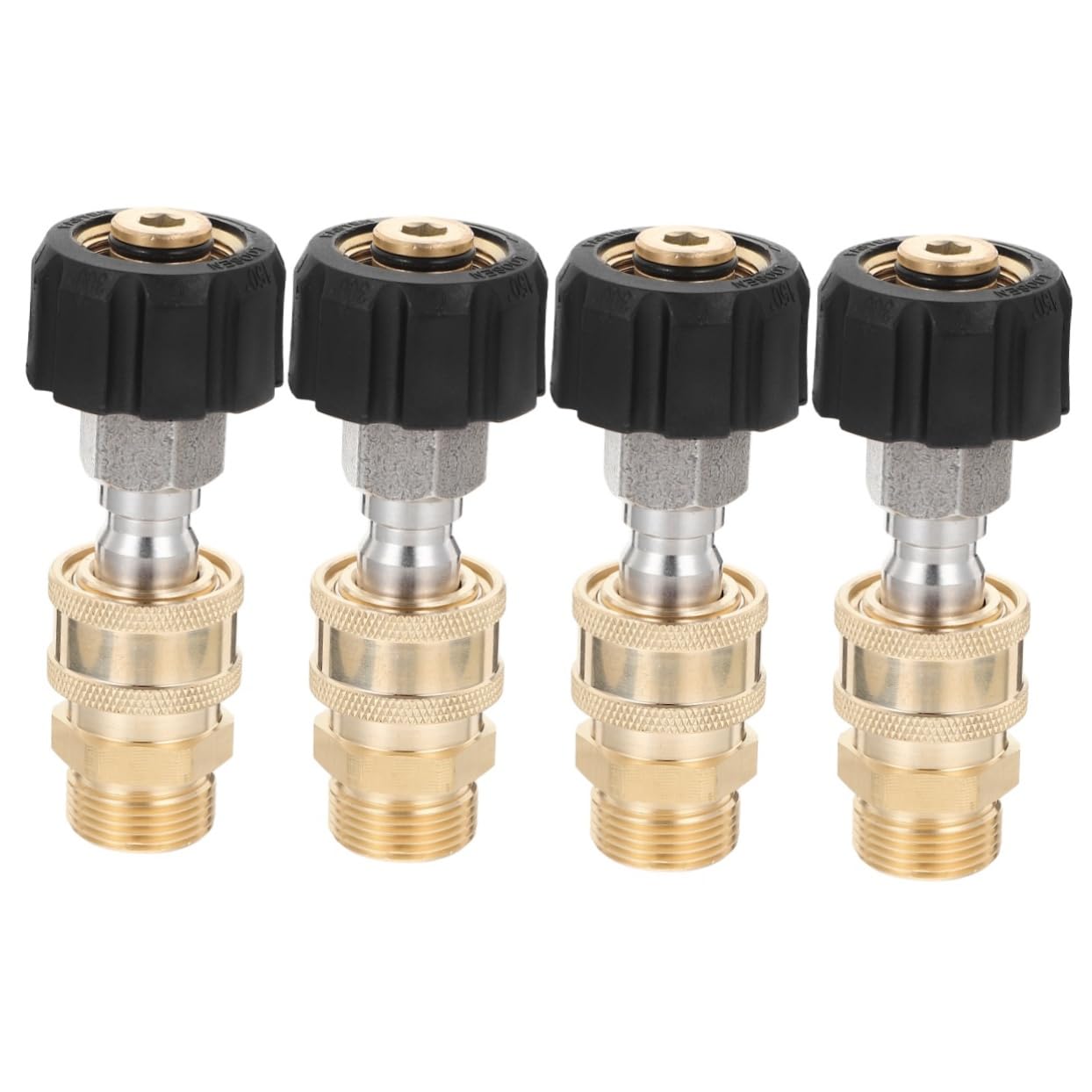 HEMOTON 4 Juegos De Adaptadores con Función Y Puntas De Conexión Adaptador Rápido De Conector De Alimentación Arandela Accesorios Macho para Jardín Latón Dorado