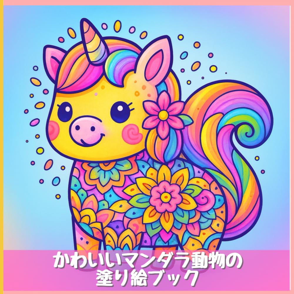 かわいいマンダラ動物の塗り絵ブック（子ども向け）: ルーナ・カワイイ・スタジオ・キッズ塗り絵シリーズから、30点の愛らしい動物デザイン (わくわくきらきらぬりえ)