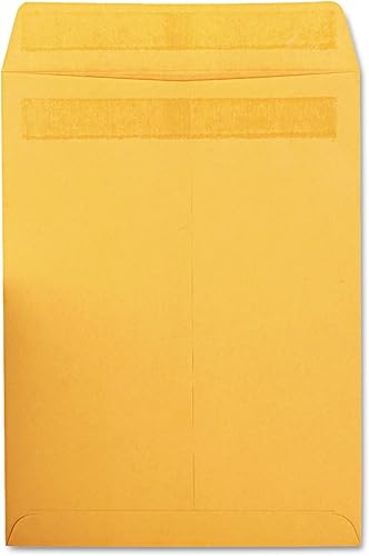 Quality Park Sobres para catálogo, sello rojo, marrón Kraft, 9 x 12, 100 por caja, (43567)