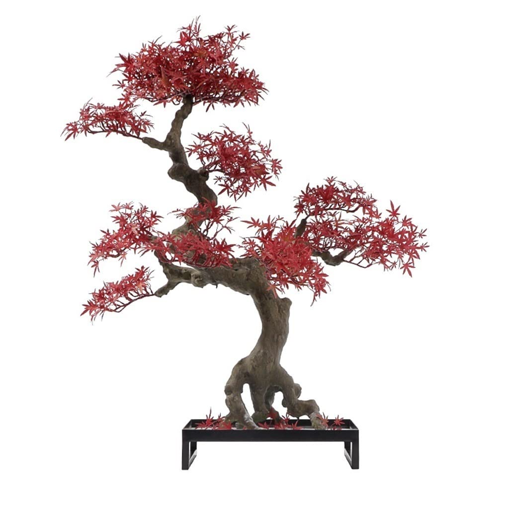 GTHTUHFD Simulation Potted Plants Bonsai Tree Artificial Bonsai Fake Red Maple Leaf Simulation Potted Plant