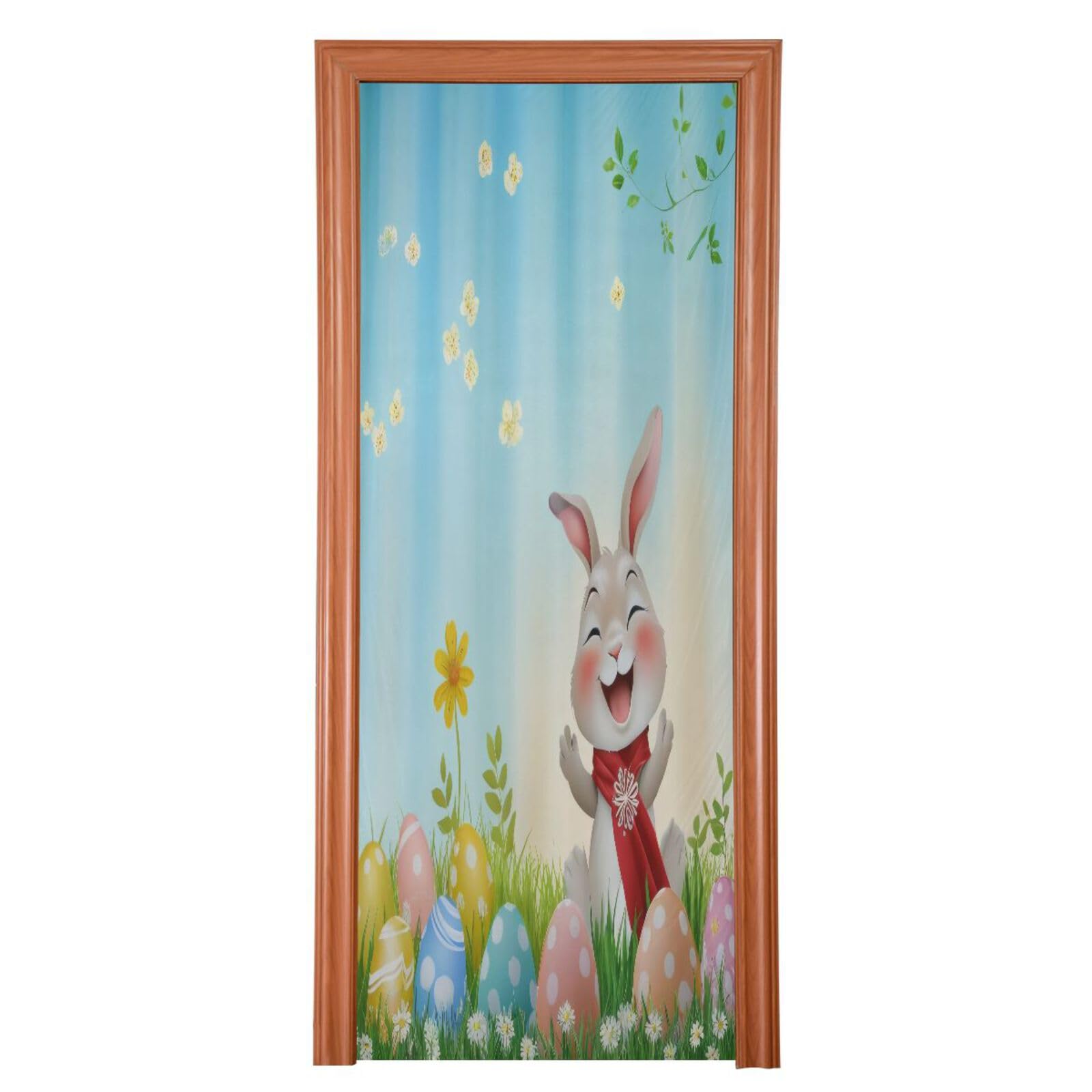 FLildon Happy Rabbit Colorful Easter Eggs Door Cover Decoration, Party Accessory Porch Decor for Festive Ornament Room Door Covers 32 x 79 Inch