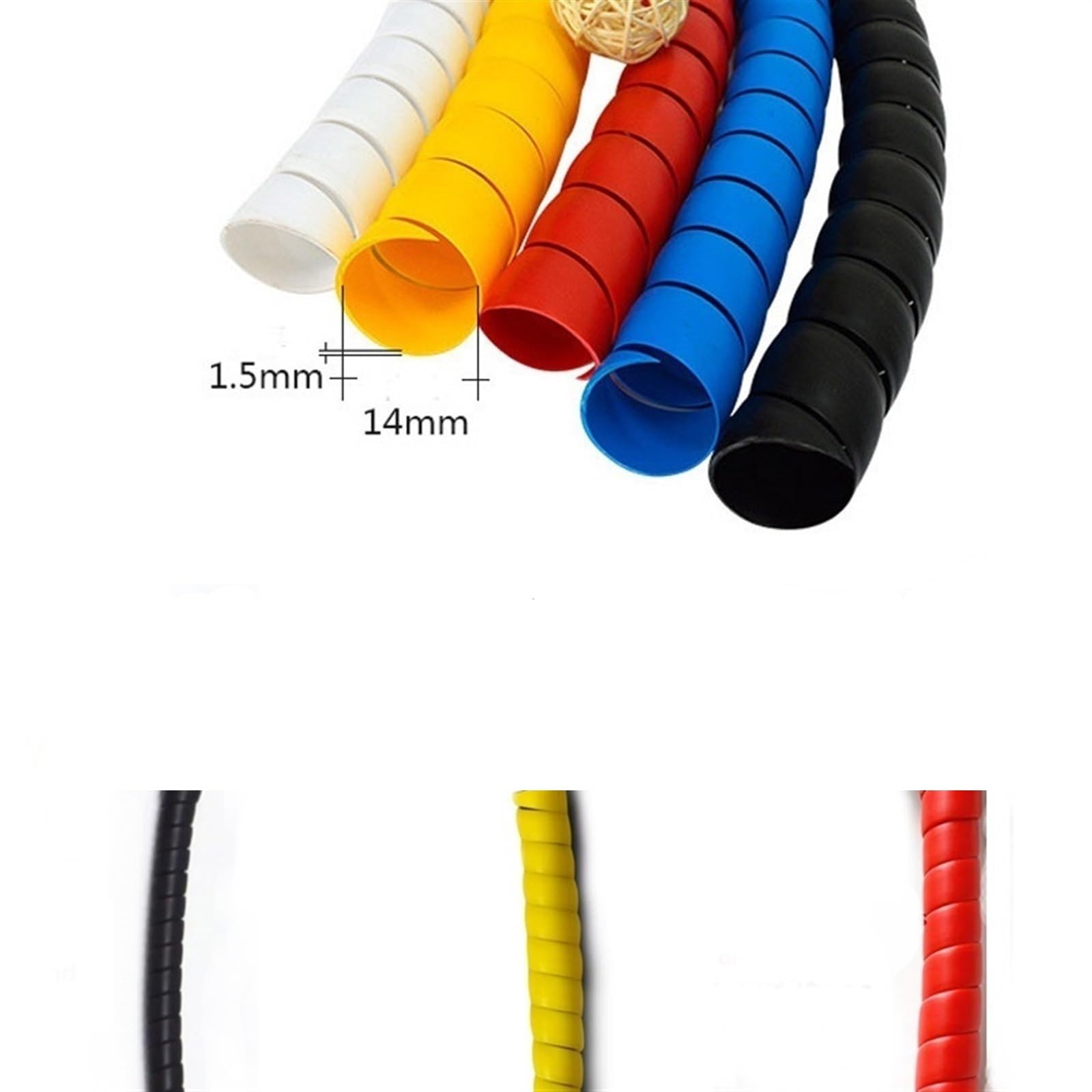 Guaina flessibile for la gestione dei cavi a spirale, guaina a avvolgente, tubo da 8 mm/10 mm/14 mm multicolore, 2 metri