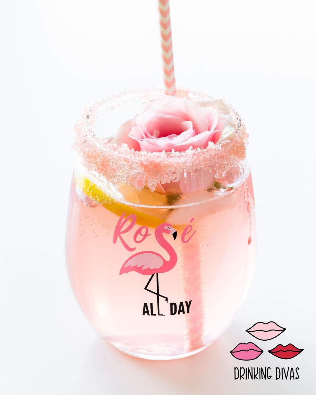 70% Off Discount Drinking Divas 'Rosé All Day' - Stemless Wine Glass | Funny Gifts for Women | Bachelorette Party, Birthday, Mothers Day, Christmas Gift Ideas | For Mom, Best Friend, Sister, Aunt, Girlfriend, Wife