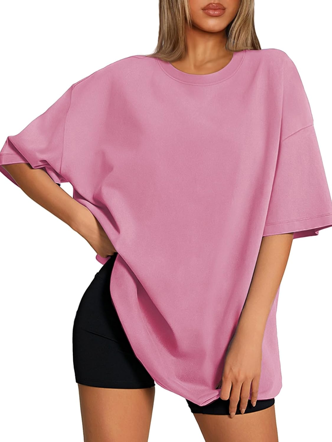 ATHMILE Womens Oversized T Shirts Loose Fit Crewneck Short Sleeve Tops Summer Casual Blouse 2025 Y2K Basic Tee Beach