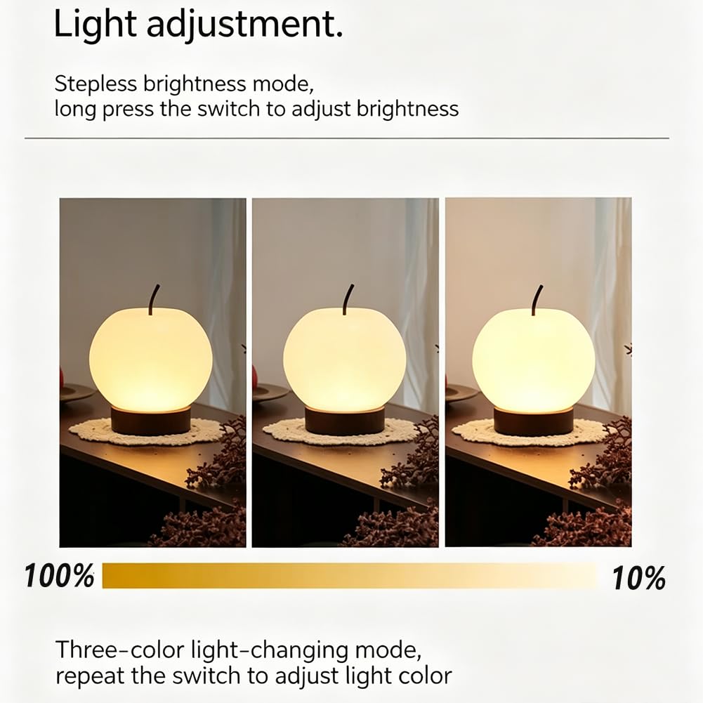 LED Tischlampe Kabellose Runde Art Déco Wohnzimmerlampe Batteriebetrieben Kugel Akku Tischlampe USB Aufladen Innen Dimmbar mit Schalter Nachttischlampe 3 Farbtemperaturen Acryl Lampenschirm