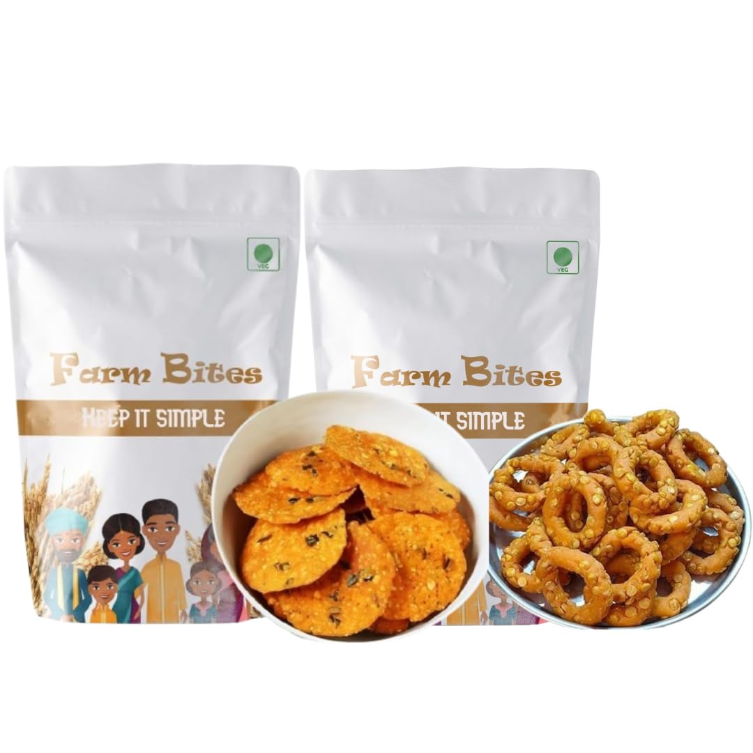 Farm Bites: Homemade Traditional Indian Snack | Crunchy Pappu Chegodilu (1 KG) | Crunchy Appalu (1 KG)-image-47