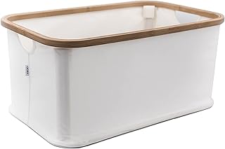 YKOO Panier à Linge, corbeille à linge, grande taille, linge sale, Pliable avec cadre en Bambou naturel 45L, facile à ranger, impermeable.