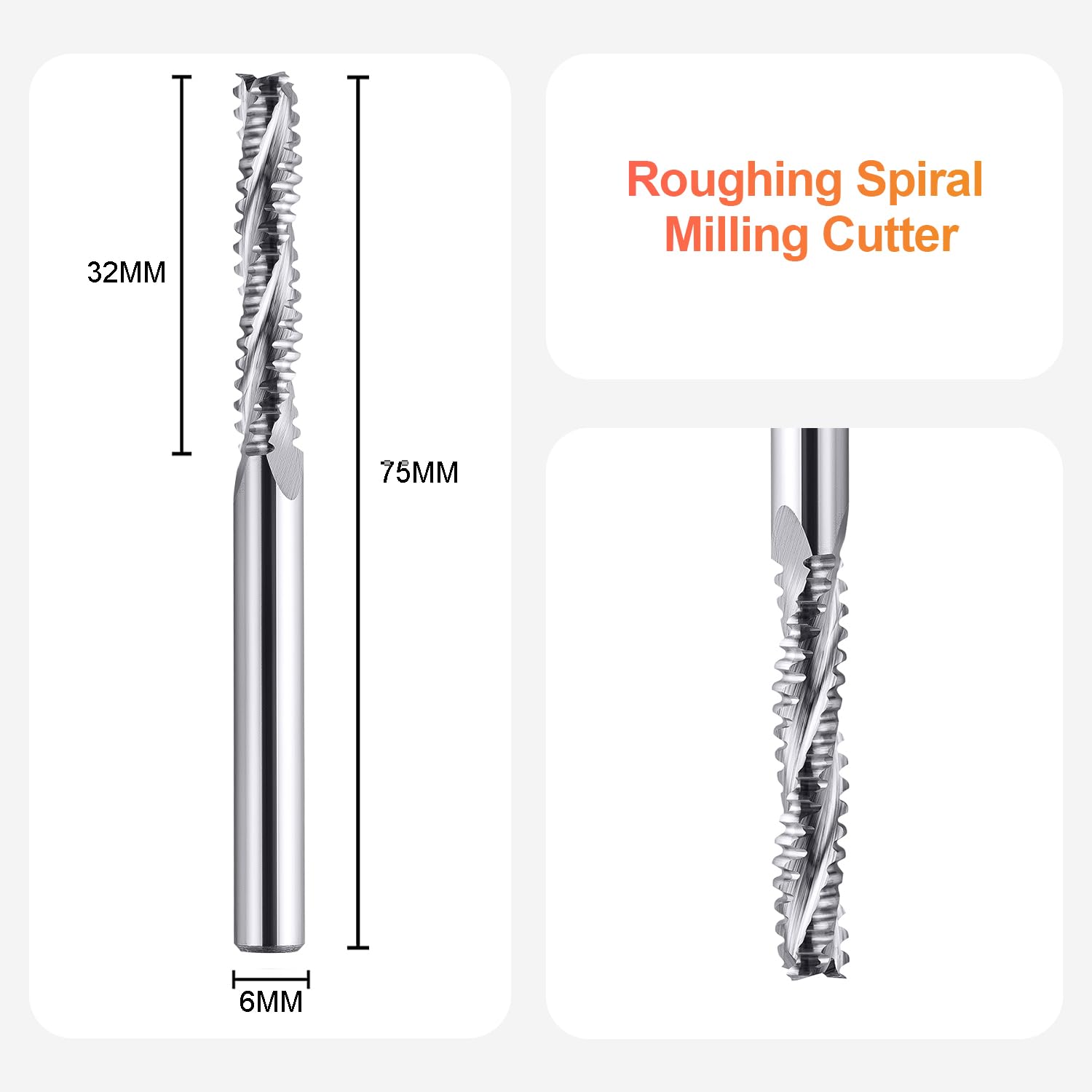 Hardmetaal Groeffrees Diameter 6mm X Snijlengte 25mm X Lengte 60mm X Schacht 8mm B06