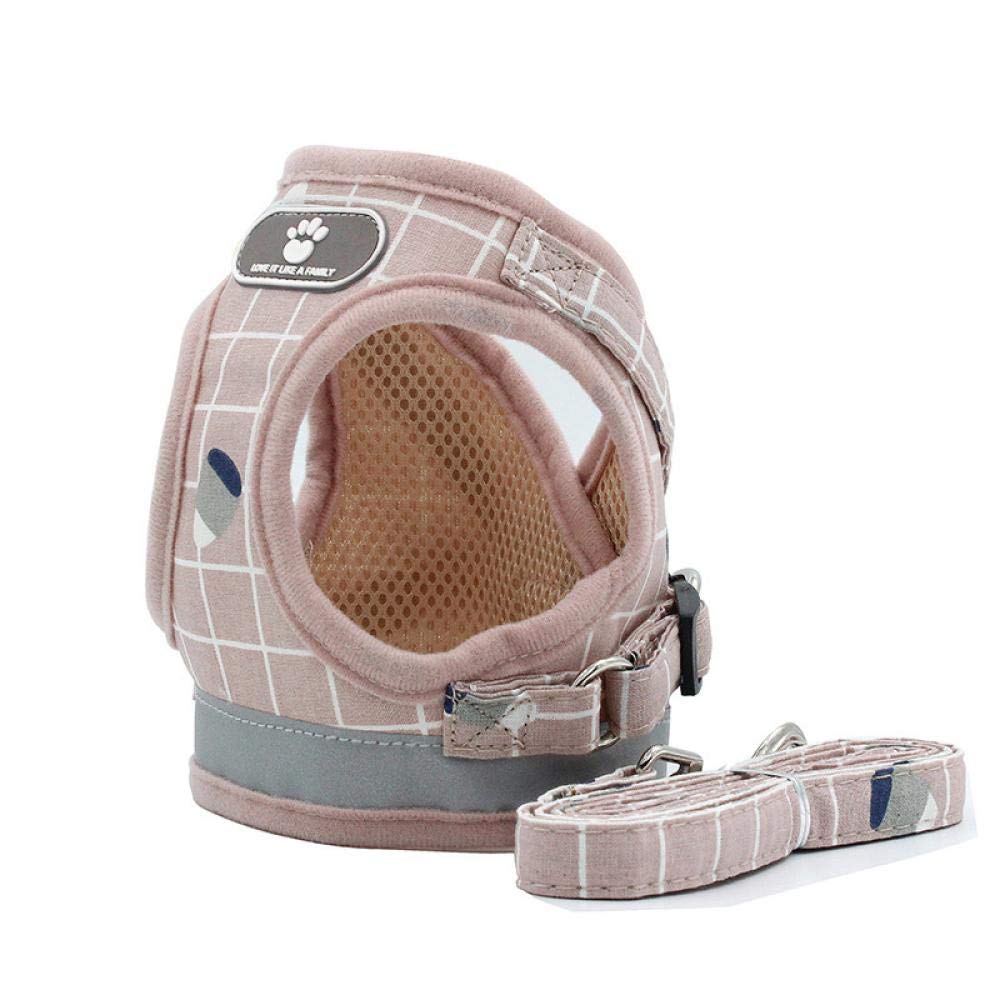 Gilet en maille respirante pour chien avec ceinture de sécurité réglable et laisse pour chiot XL rose réfléchissant