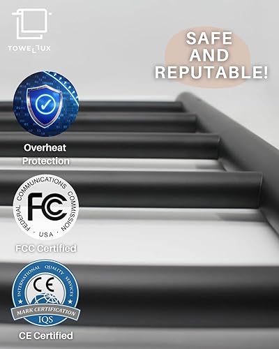 Miniatura 6 de Toallero térmico para baño, calentador de toallas calientes montado en la pared, estante de secado de enchufe de cable eléctrico, toallero de acero