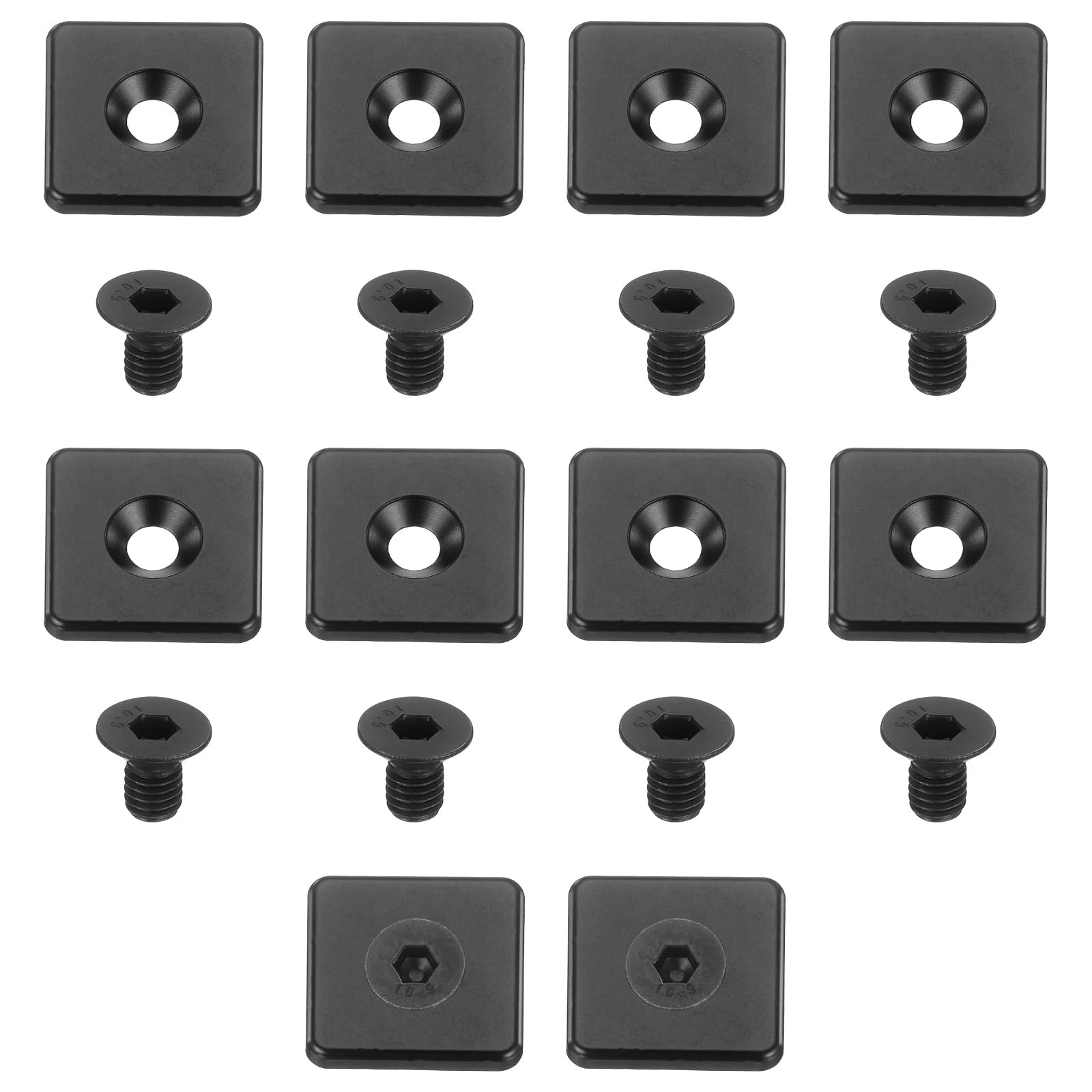 sourcing map 12Pcs Profile End Cap, Aluminum 4040 Series EU Standard 8mm T-Slot Aluminum Extrusion End Cap Bracket with Screws for Fish Tank Rack, Storage Rack, Black