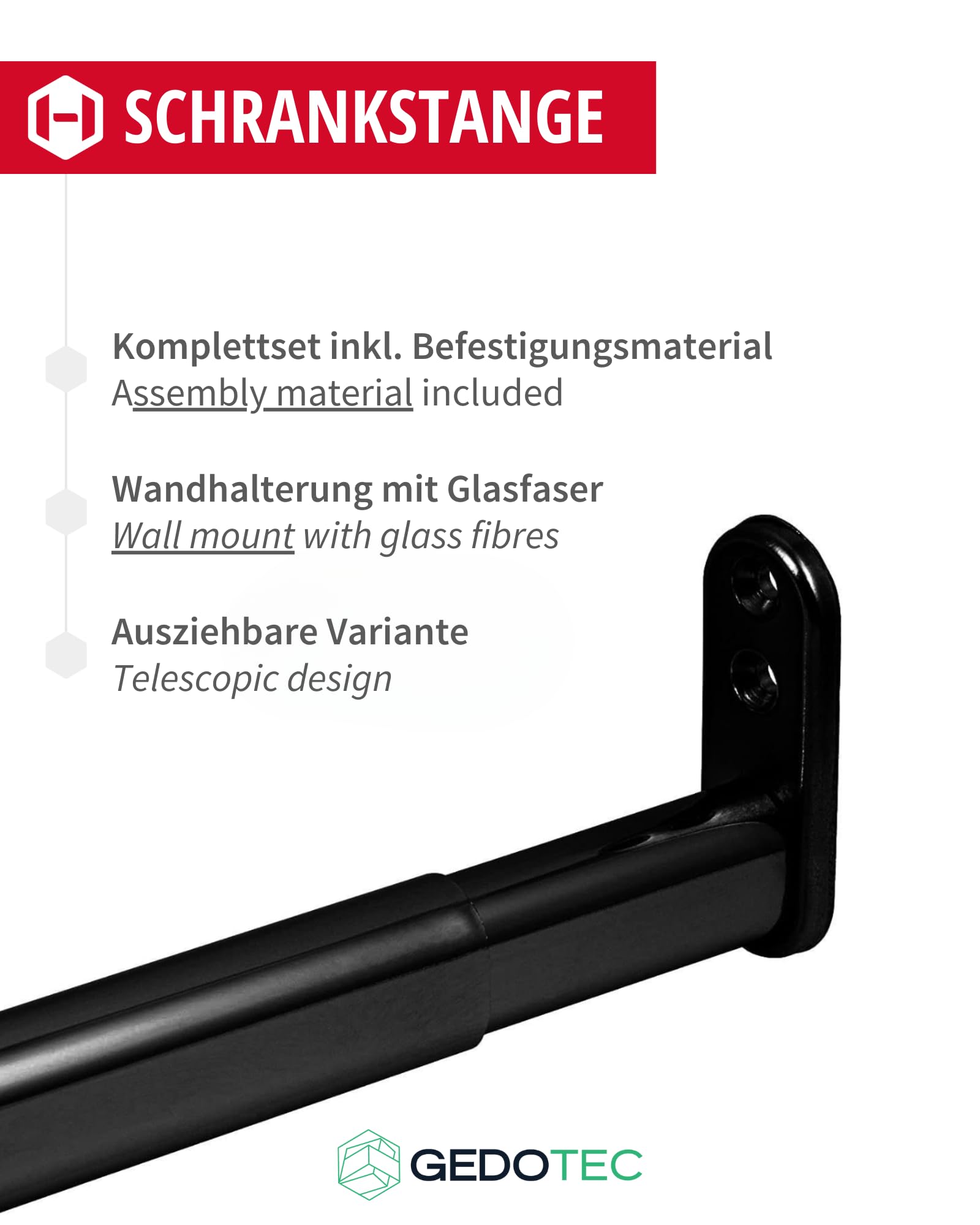 Porte-vêtements Réglable, Tringle De Placard Rétractable En Acier Inoxydable Pour Chambre 25 Tubes 55-85cm