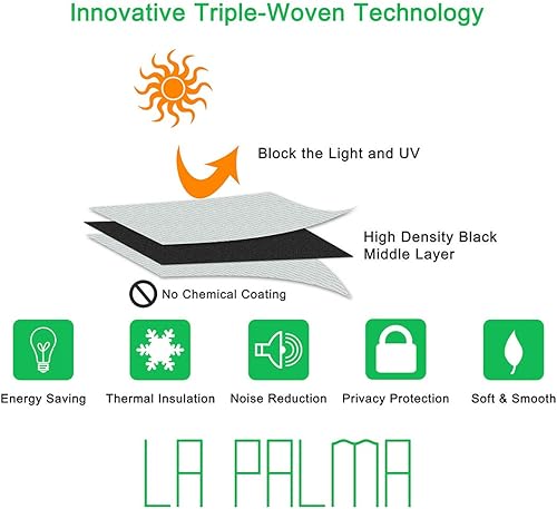 Miniatura 3 de LA PALMA Cortinas opacas con aislamiento térmico y ojales para sala de estar, cortinas de ventana para dormitorio, 2 paneles en 1 juego