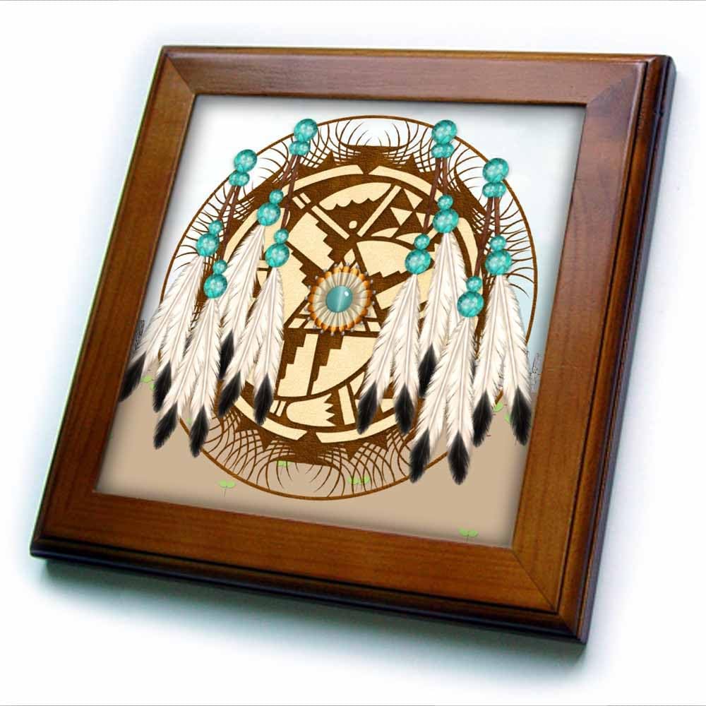 3dRose ft_108087_1 Designer One of A Kind Native American Art-Framed Tile, 8 by 8-Inch