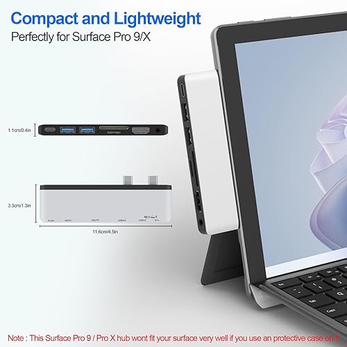 Miniatura 8 de Surface Pro 9/Pro 11 Hub Docking Station, 7 en 1 Triple Display Surface Pro 9 Accesorios con HDMI 4K + pantalla de video 8K USB-C Thunerbolt 4 Hub