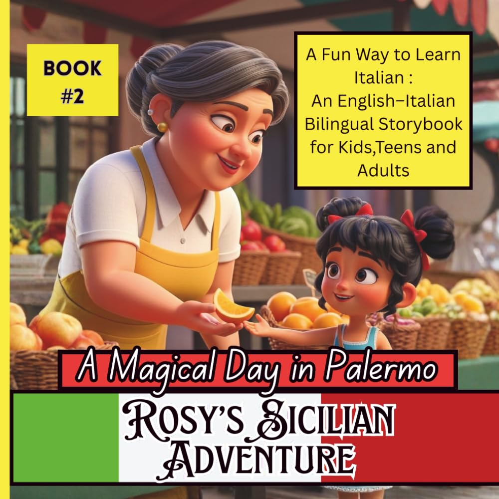 Rosy’s Sicilian Adventure: a Magical Day in Palermo ::: Book #2 :::: A Fun Way to Learn Italian :An English–Italian Bilingual Storybook for Kids, Teens and Adults