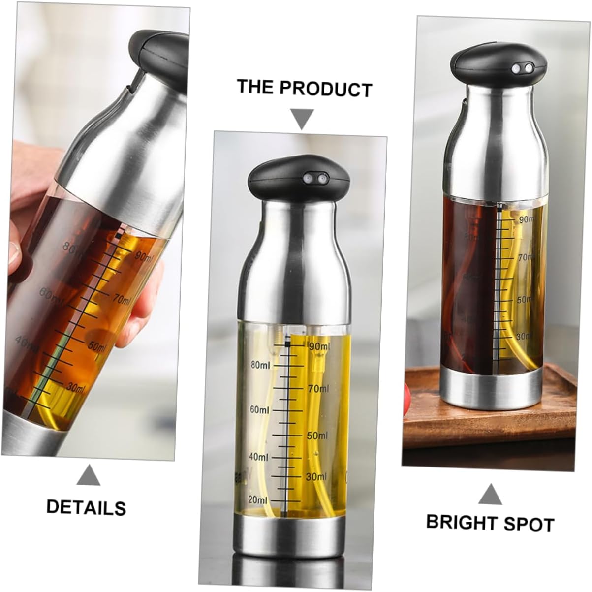 OUNONA Double Oil Spray Bottle for Cooking and Baking Olive Oil Sprayer Dispenser with Practical Nozzle Container for Liquid Seasonings Like Soy Sauce and Vinegar Kitchen Essential for