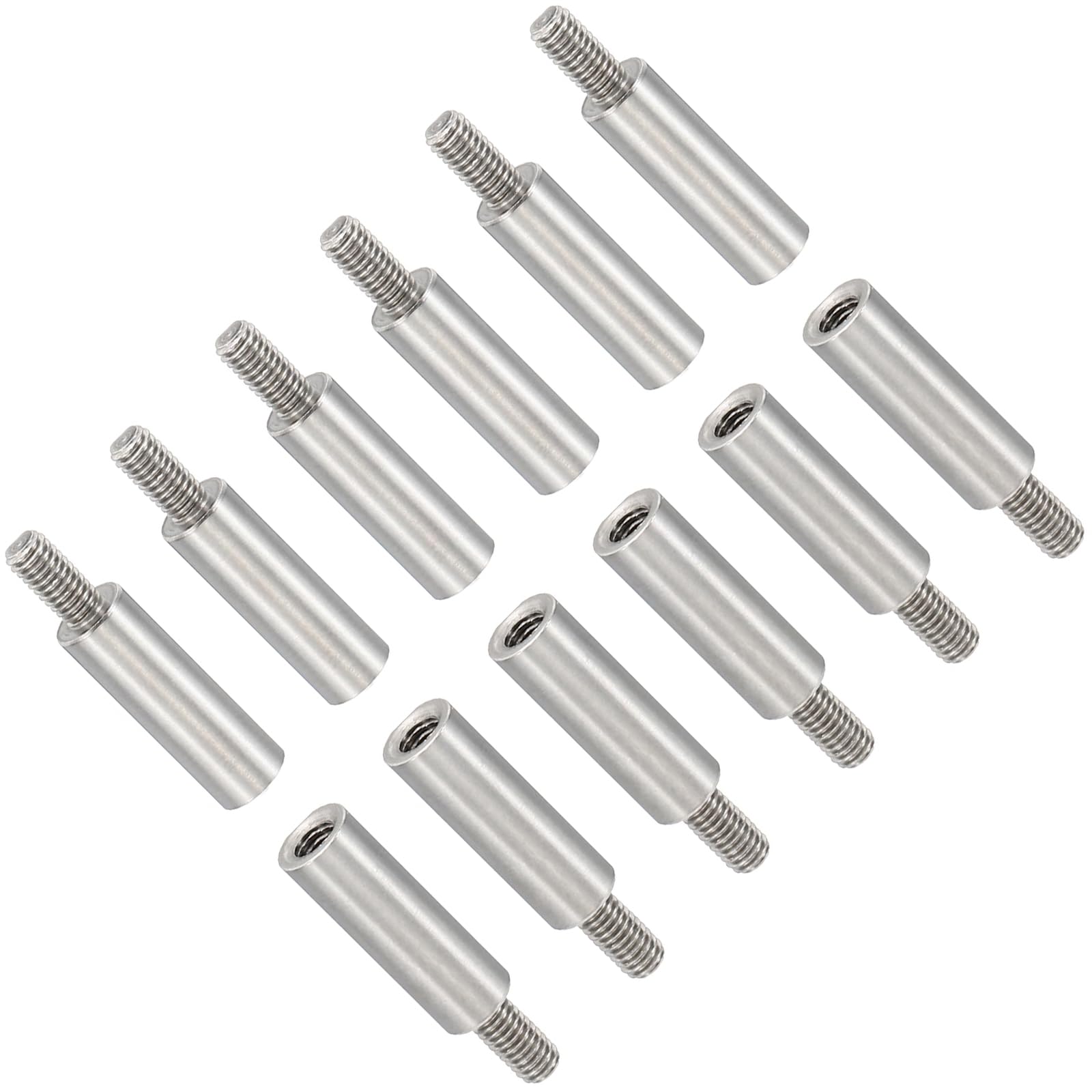 Unifizz 12pcs M3 Spacer Standoffs, 15+6mm Stainless Steel Threaded Standoffs Screw Kit, 3mm Inner 5mm Outer Diameter Metric Standoff Set for DIY Electronics, CNC, Drones, Circuit Board, Motherboard — image 1