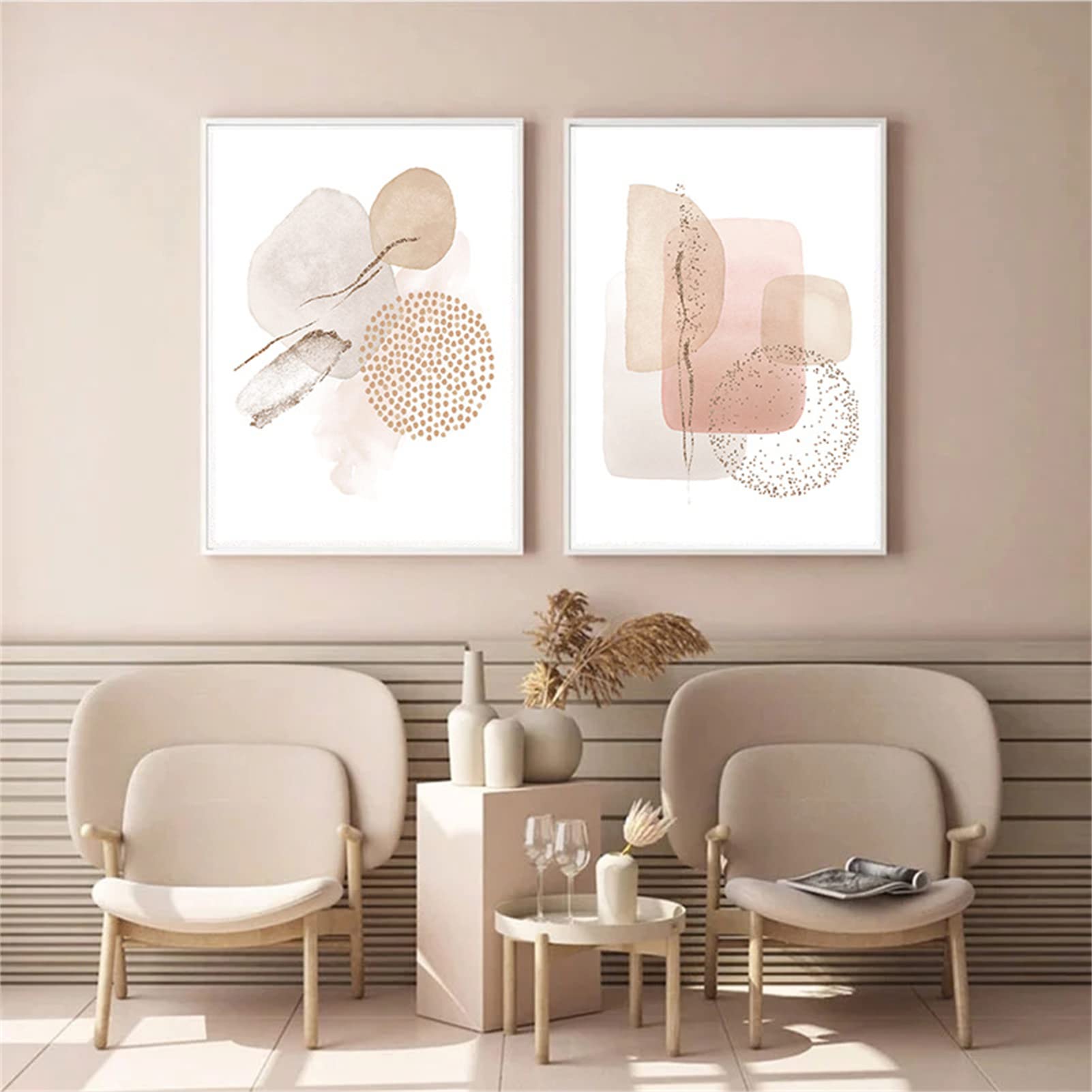 Sarah Duke Juego de 3 pósteres abstractos, arte de pared estético en beige, cuadros en lienzo sin marco, modernos para sala de estar y dormitorio (estilo A, 50 x 70 cm)