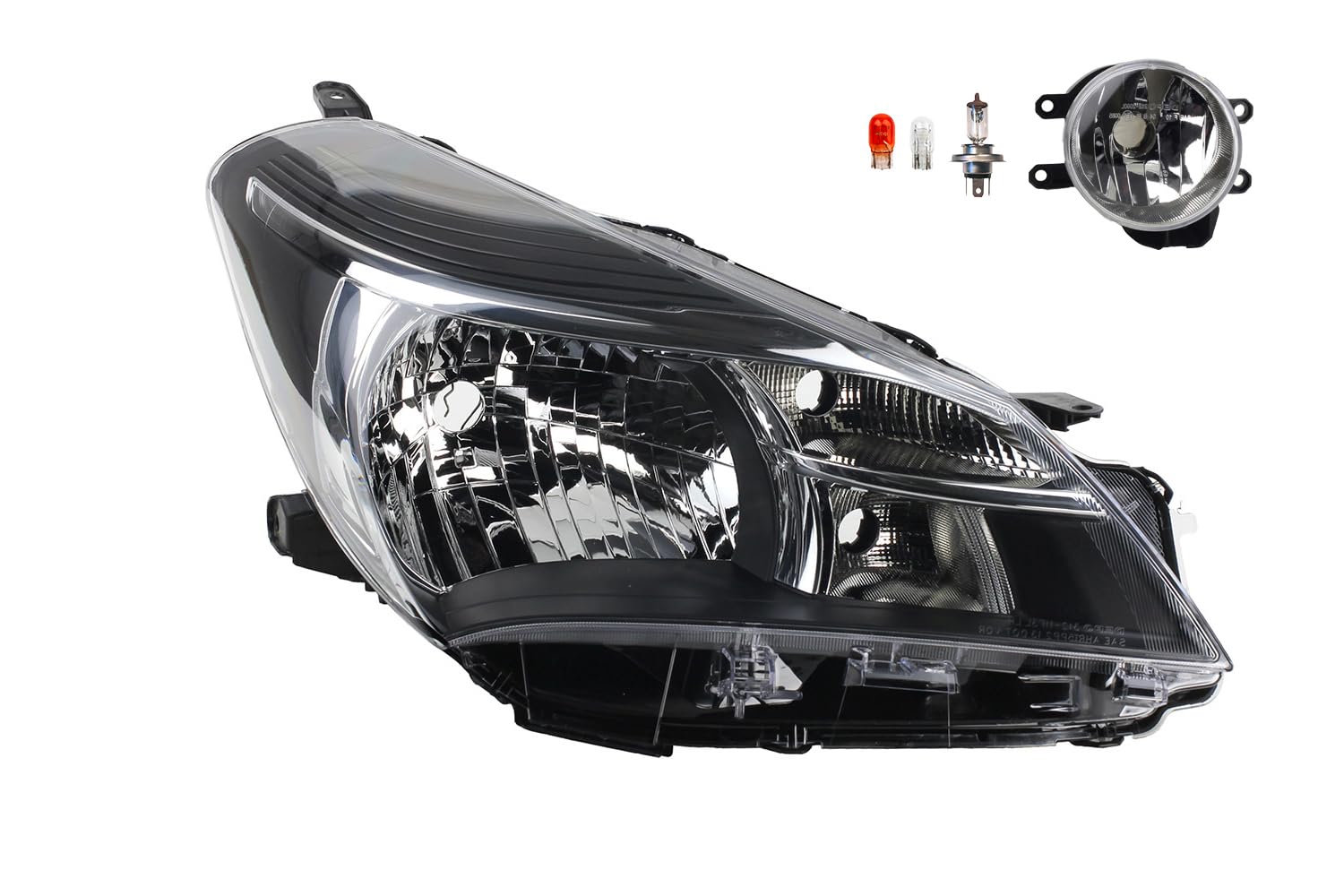 Johns, Faro halógeno delantero apto para Toyota Yaris XP13 08/2014 – 03/17 H4 derecha + faros antiniebla + bombilla
