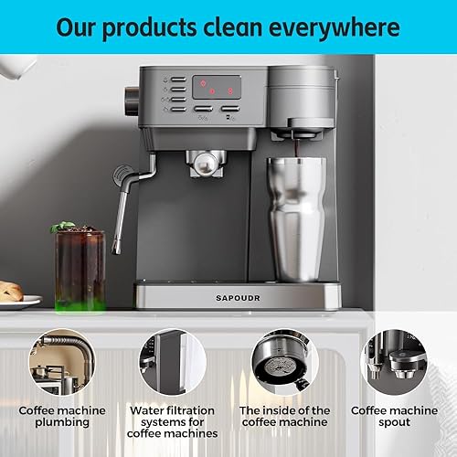 Miniatura 6 de Y-Kelin Tabletas limpiadoras y descalcificadoras para cafetera, solución de descalcificación y limpieza de 12 unidades para cafeteras, ollas,