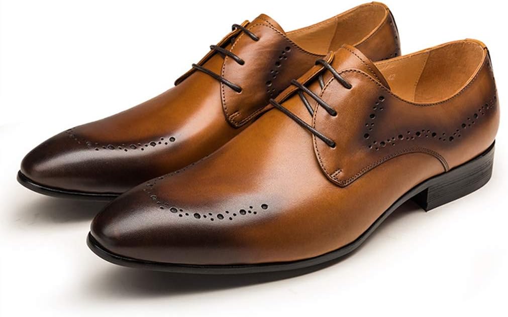 Men's Business Leather Shoes,Work Party Banquet Dress Shoes Casual Office British Style Carved Formal Shoes,Black- 45/UK 10.5