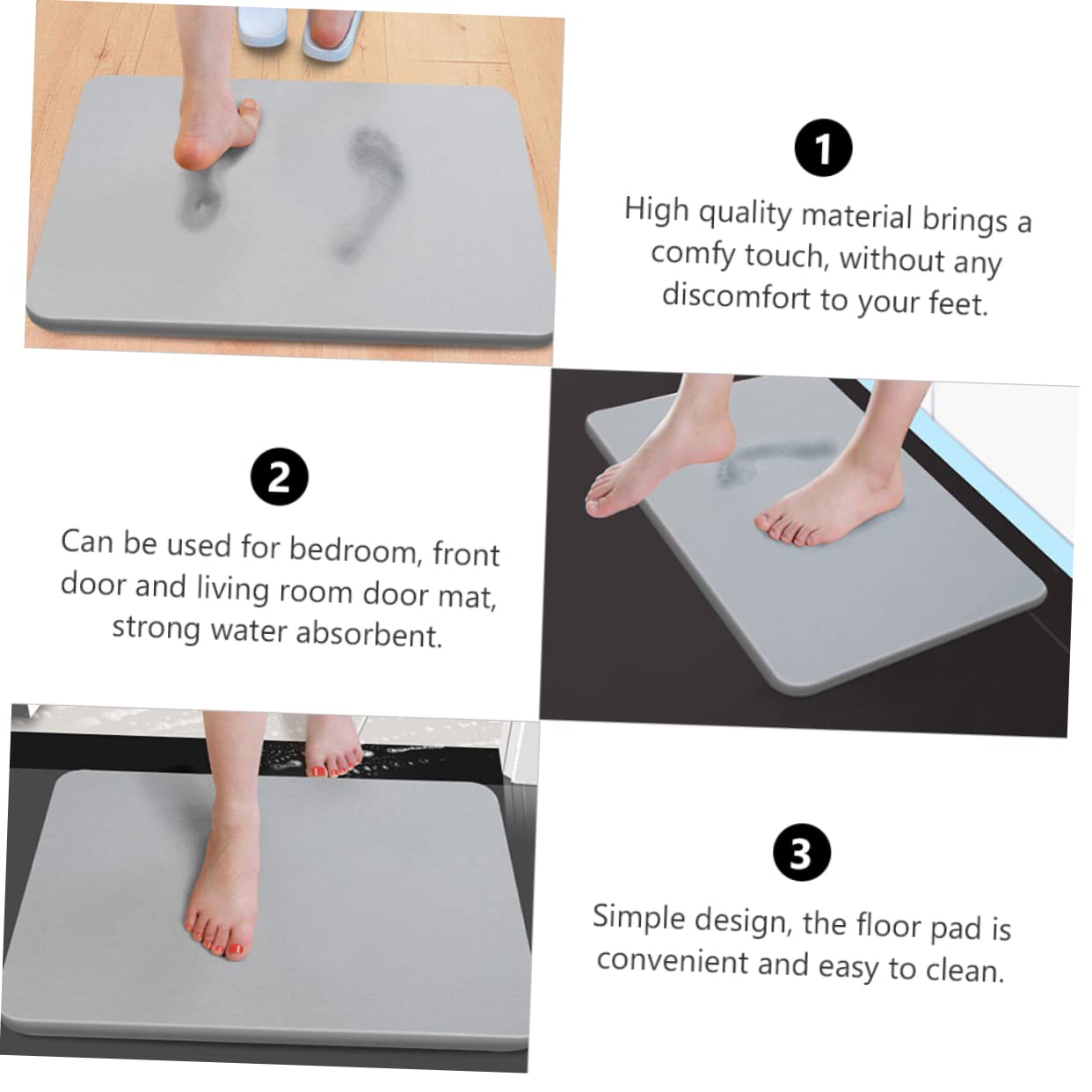 Diatomite Tapis de Bain Absorbant Antidérapant, Sol Ménager