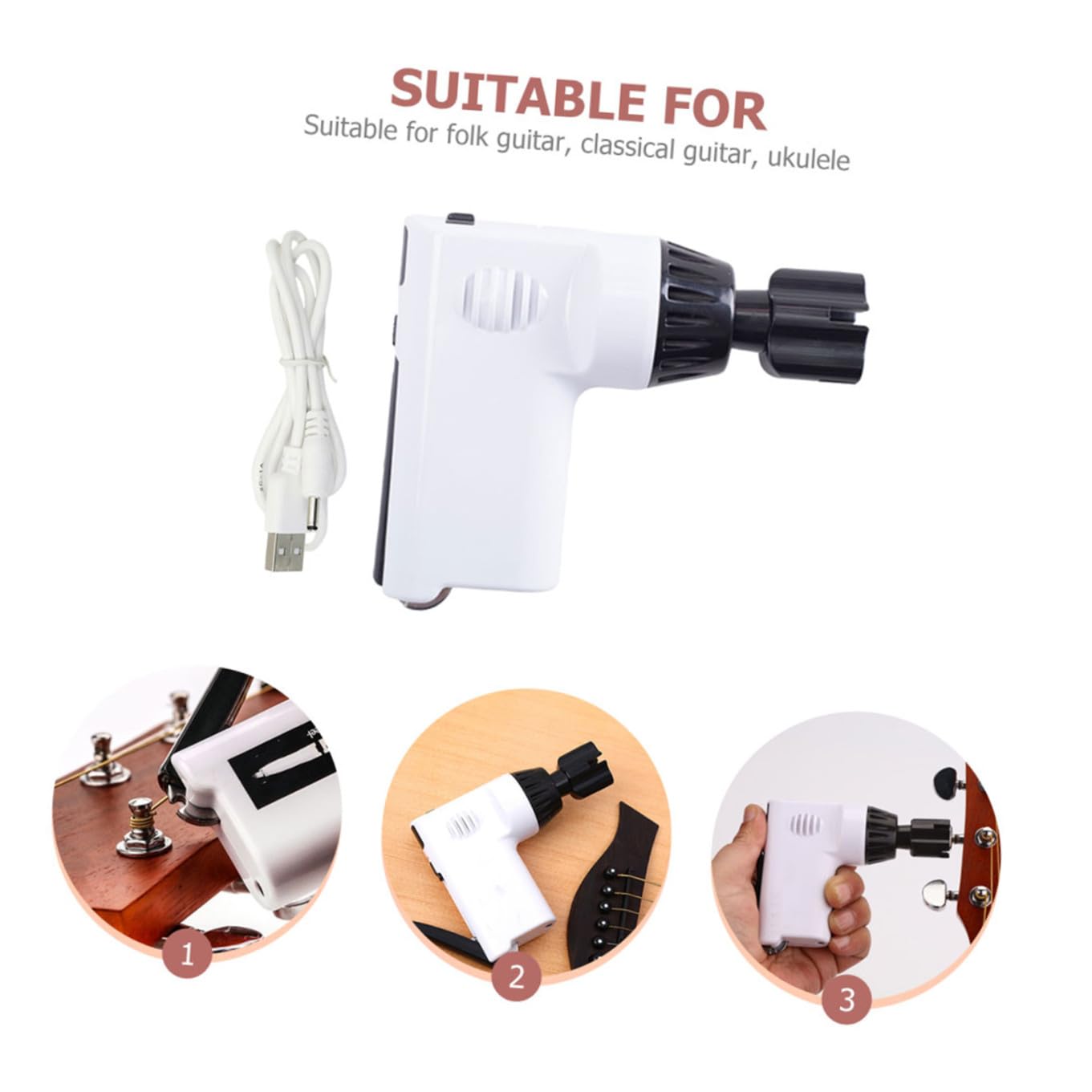 ibasenice Dispositivo De Bobinado Para Ukelele y Guitarra Enrollador De Cuerdas Para Guitarra Duradero Herramienta Para Instrumentos De Cuerda