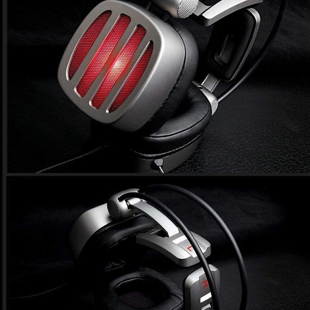 Cuffie da Gioco for PC con Microfono, Suono Surround, Cuffie con Memoria Morbida con Controllo dell'illuminazione a LED e Funzione di silenziamento con Un Solo Pulsante