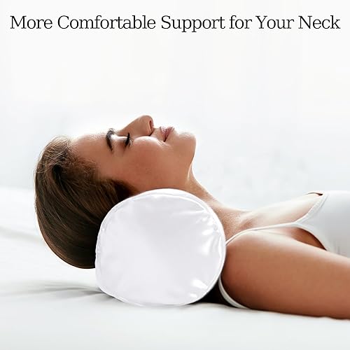 Miniatura 5 de Paquete de 1 funda de almohada cervical, funda de almohada cilíndrica redonda de satén, funda de almohada cervical con cremallera oculta, funda