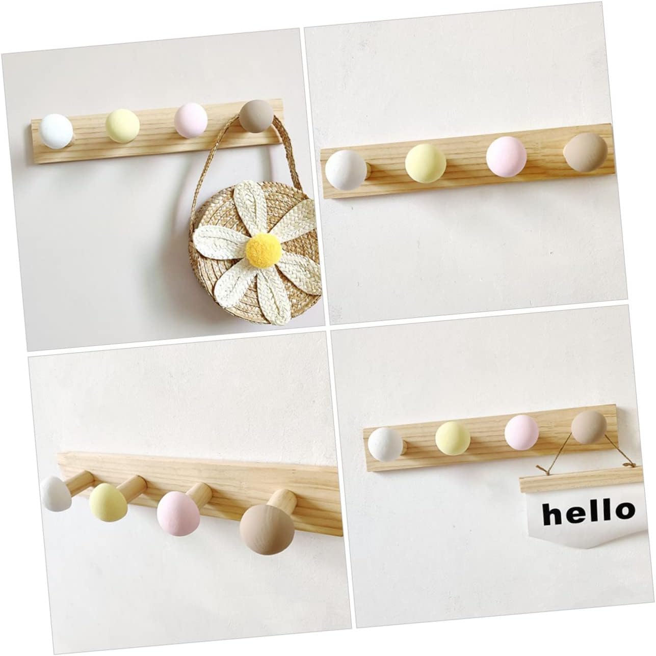 Cabilock Coat Rack Hooks Wooden Coat Hook Wall Mount Hanger Hat Holder Home Storage Rack