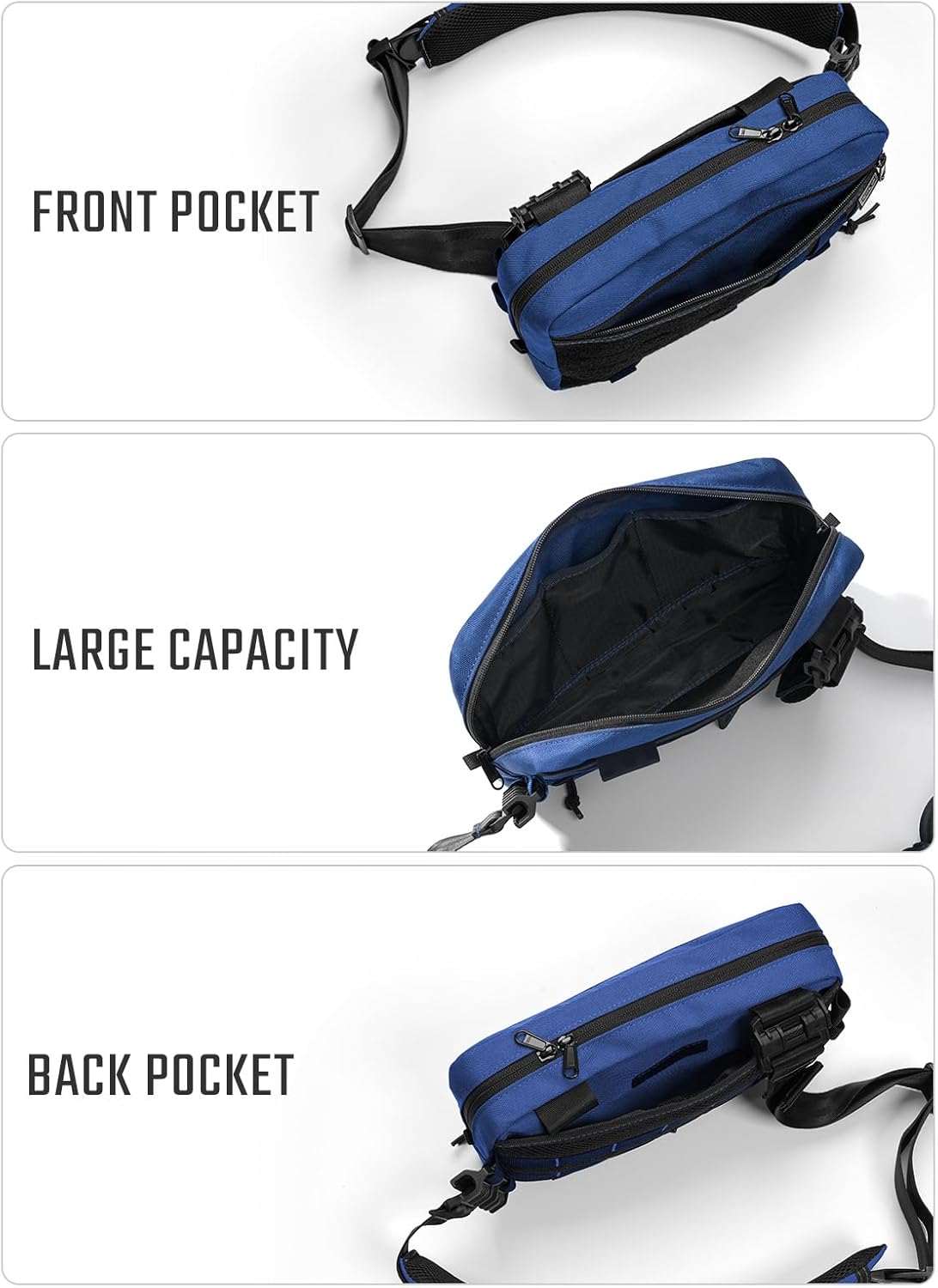 TACTICAL_GEEK Crossbody Shoulder Bag, Multipurpose Daypack, Chest Backpack Casual Sling Bag for Men & Women (L3C-Blue)