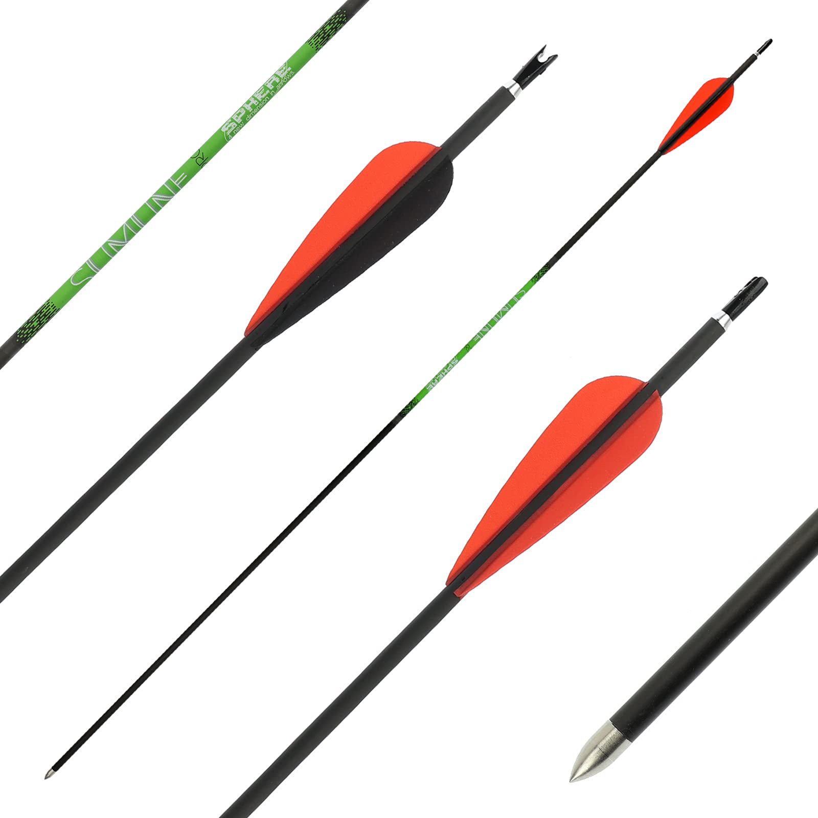 6er Pack - Carbonpfeil - Sphere Slimline Pro - mit Vanes - Spine: 800 (15-35 lbs) - 30 Zoll; Bogenschießen mit Pfeil und Bogen, Bogensport