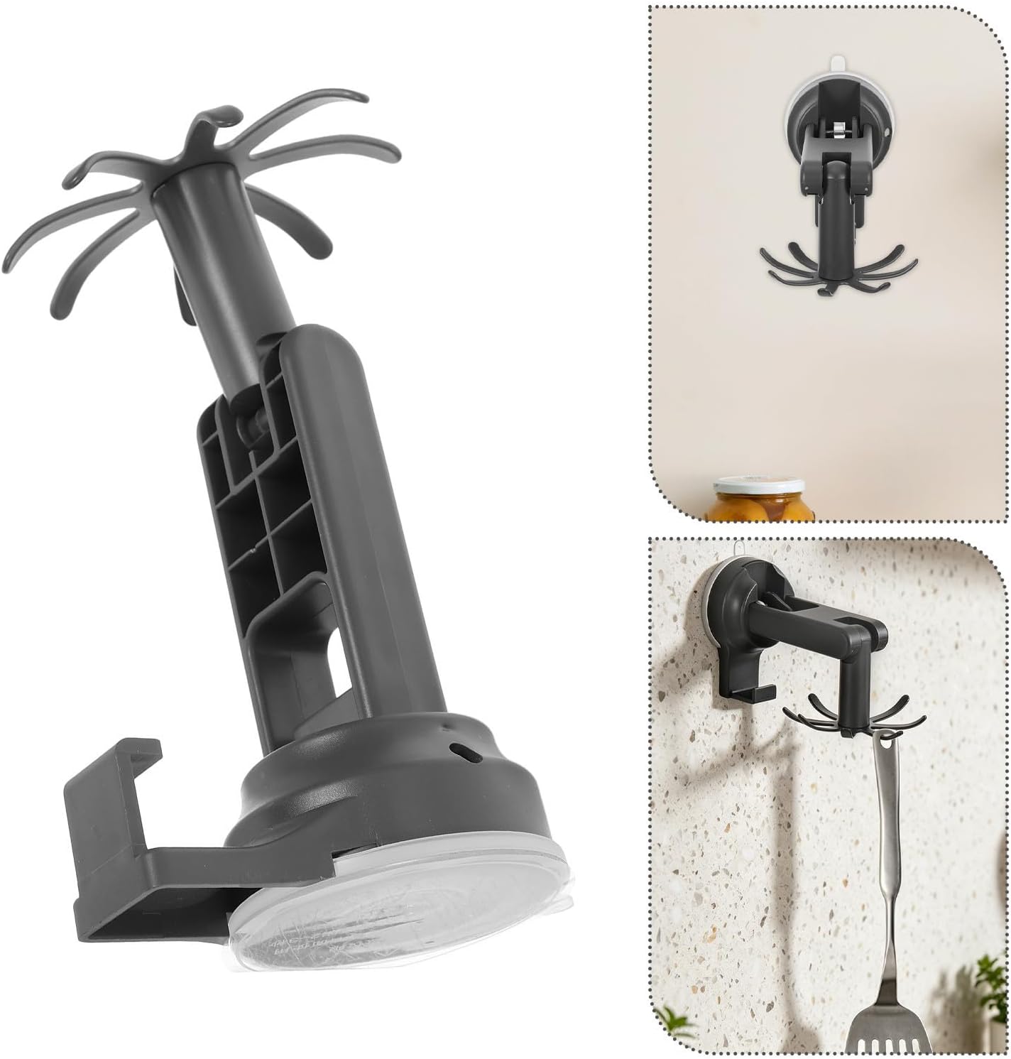Kitchen Utensil Rack Rotating Suction Cup with 8 Hooks