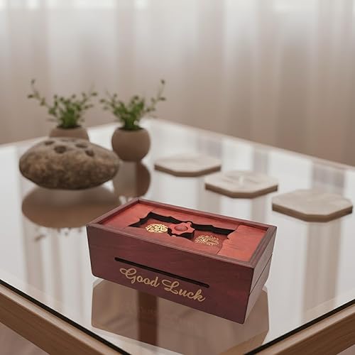 Miniatura 8 de Good Luck Puzzle Box Secret - Money and Gift Card Holder in a Wooden Magic Trick Lock with Hidden Compartment Piggy Bank Brain Teaser Game
