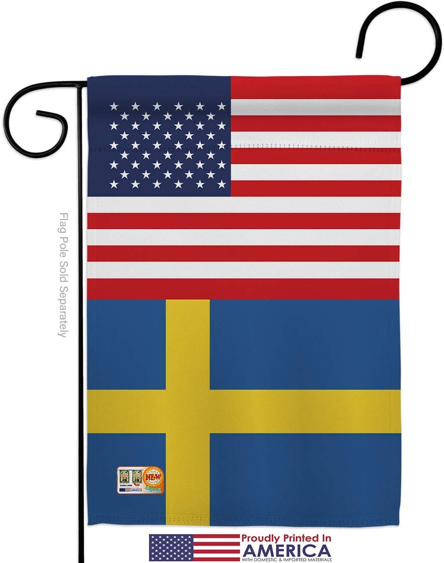 Sweden US Friendship Garden Flag Set Wall Holder Regional USA American Alliance World Country Particular Area Small Decorative Gift Yard House Banner Made In 13 X 18.5