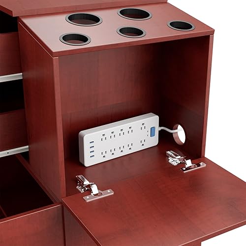 Miniatura 6 de Paddie Carrito rodante carrito de peluquería para peluquería gabinete de peluquería carrito de pelo con 5 soportes para secador de pelo 2 cajones y