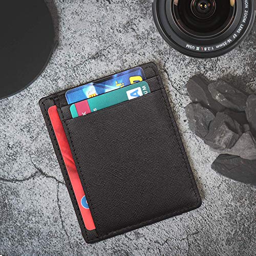 Image of WildHorn Leather Card Holder for Men & Women (Black Safiano)