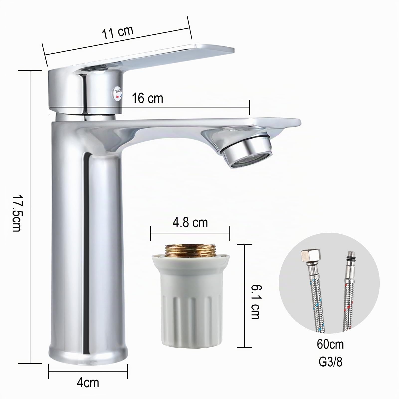 Cieex Grifo Lavabo Cromado Grifo de Baño Grifo Monomando de Lavabo Duradero Fácil Instalación