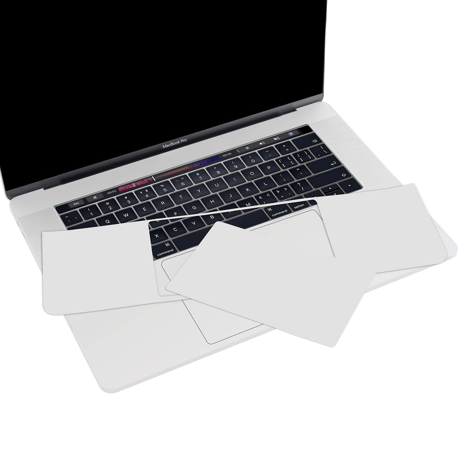 LENTION Repose-Poignets Coque Peau avec Trackpad Protecteur pour MacBook Pro 15 pouces 2016-2019 Thunderbolt 3 Argent